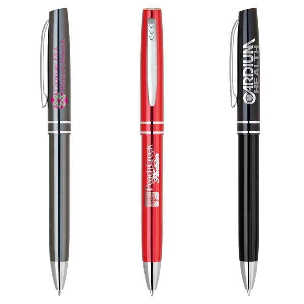 Ballpoint pen with a colored body and shiny silver chrome accents... from ASI 68190 Lungsal / Lungsal