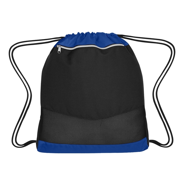 Drawstring backpack made of polyester and polyurethane with front zippered pocket... from ASI 61125 Hit Promotional Products / Hit®