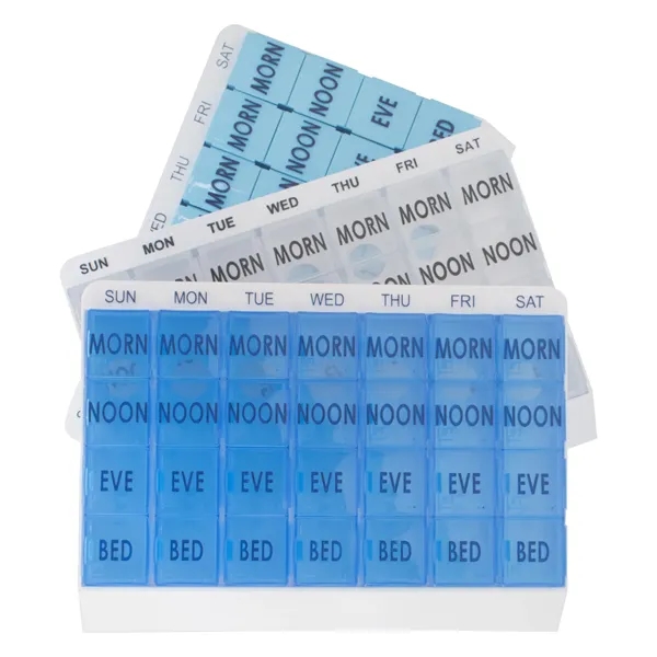 Pill organizer that is separated into multiple compartments.... from ASI 73823 Compass Health Brands dba Newday Medical Corporation / Newday Medical