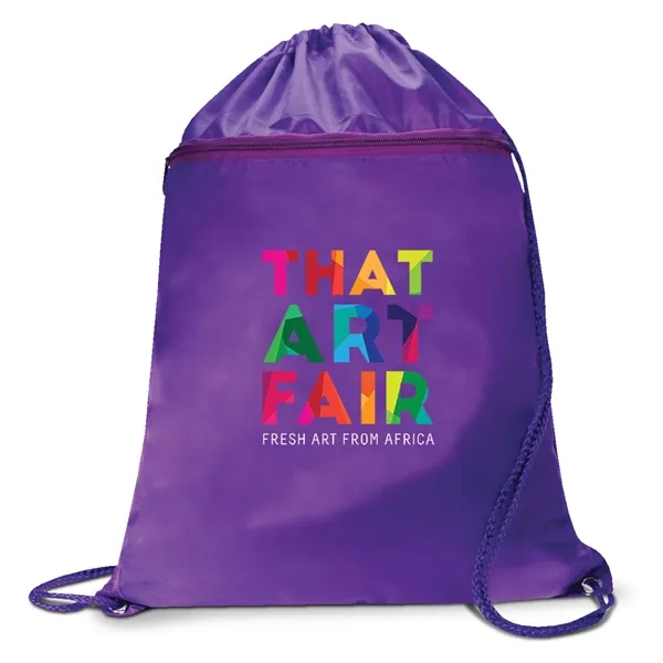 Nylon drawstring cinch bag with front zipper pocket.... from ASI 46755 Cosmo Promos