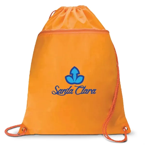 Nylon drawstring cinch bag with front zipper pocket.... from ASI 46755 Cosmo Promos