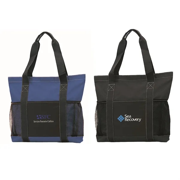 Tote with hook and loop closure, and mesh pockets.... from ASI 46755 Cosmo Promos