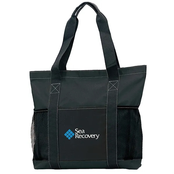 Tote with hook and loop closure, and mesh pockets.... from ASI 46755 Cosmo Promos