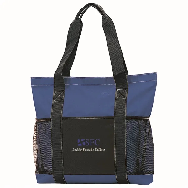 Tote with hook and loop closure, and mesh pockets.... from ASI 46755 Cosmo Promos