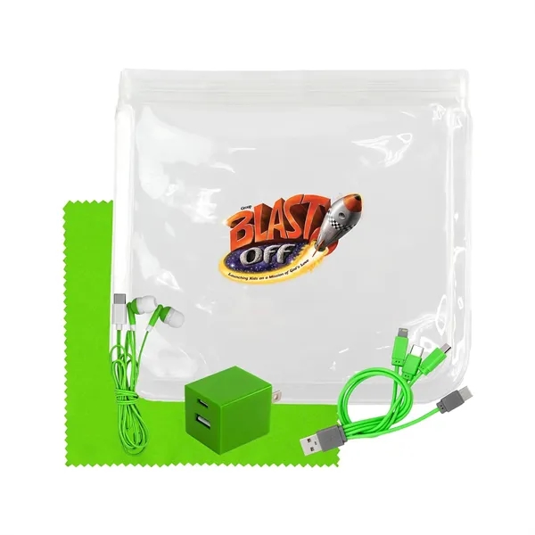 Clear Wall, Cable, Ear Bud & Cloth Set... from ASI 30208 A P Specialties / AP Specialties