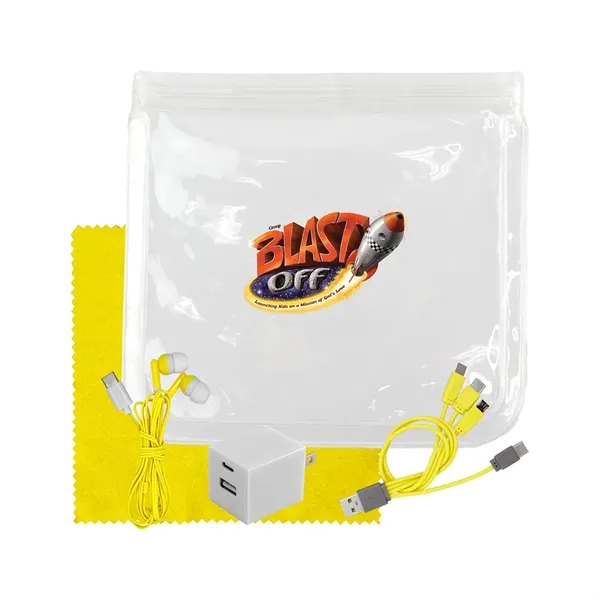 Clear Wall, Cable, Ear Bud & Cloth Set... from ASI 30208 A P Specialties / AP Specialties