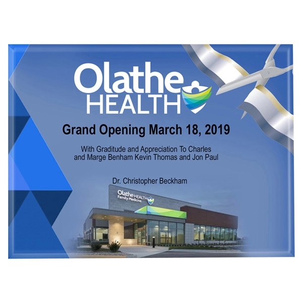 Acrylic plaque with 3/8" thickness, four color process printing, easel back... from ASI 62660 Innovation Line