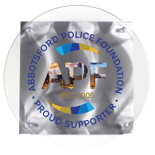 9 1/4" plaque with oversized clear acrylic imprint panel, elevated over... from ASI 62660 Innovation Line