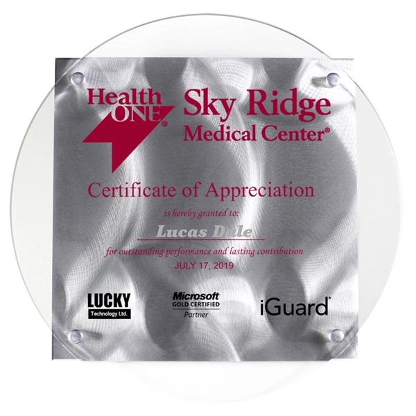 11 1/4" plaque with oversized clear acrylic imprint panel, elevated over... from ASI 62660 Innovation Line