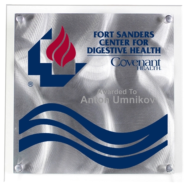 8" x 8" plaque with oversized clear acrylic imprint panel, elevated... from ASI 62660 Innovation Line