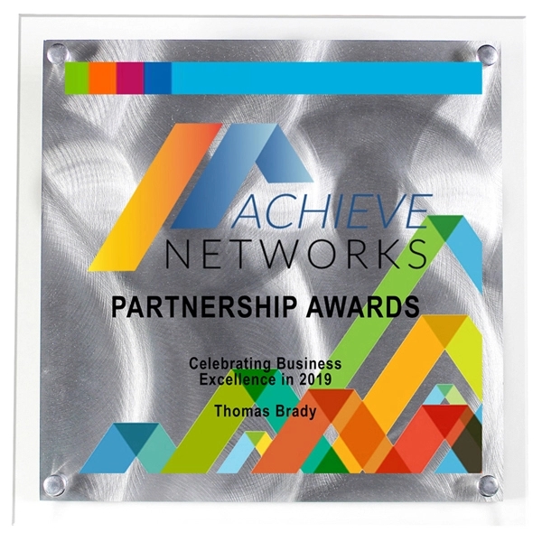 10" x 10" plaque with oversized clear acrylic imprint panel, elevated... from ASI 62660 Innovation Line