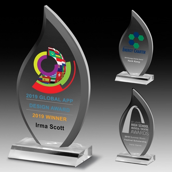 4" x 7 3/4" x 3/4" flame shaped acrylic award with... from ASI 62660 Innovation Line