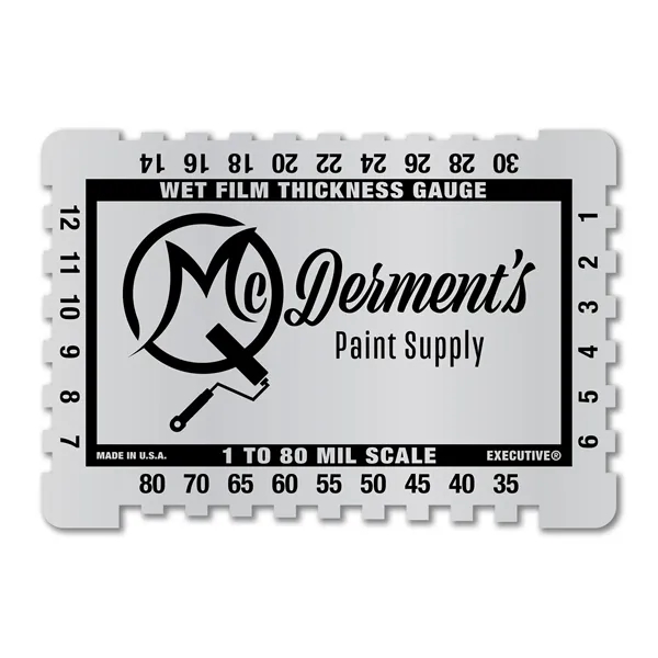 Metalphoto® 3.25" x 2.25" .032 Aluminum Wet Film Thickness Gauge measuring... from ASI 53430 Executive Line / Executive Line®