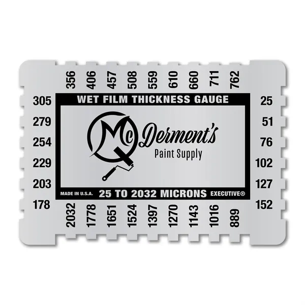 Metalphoto® 3.25" x 2.25" .032 Aluminum Wet Film Thickness Gauge measuring... from ASI 53430 Executive Line / Executive Line®