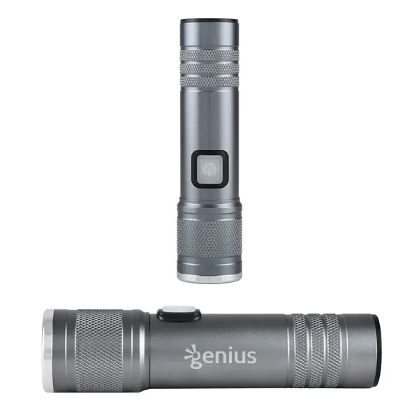 Rechargeable COB pocket flashlight with zoom feature and 4-hour run time.... from ASI 61966 HPG / Beacon Promotions