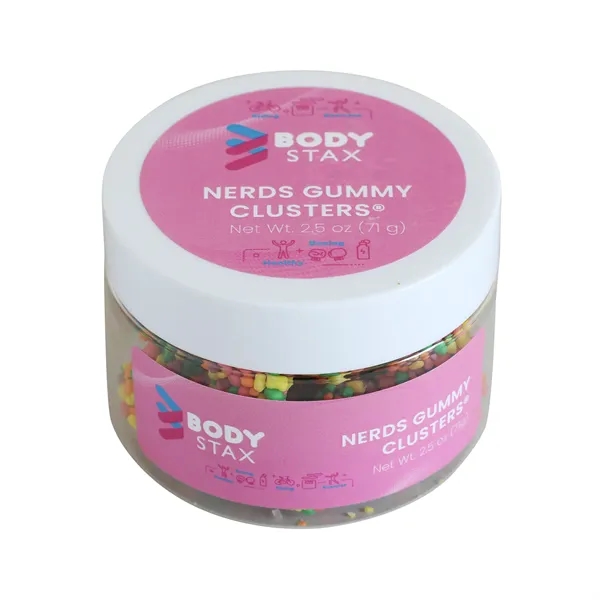 Rainbow-colored Nerds Gummy Clusters® candy in a 3 oz small jar.... from ASI 61966 HPG / SugarSpot