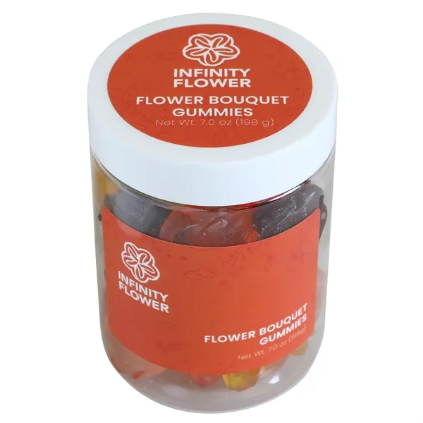 Fruit-flavored flower gummy candy assortment in a 7 oz large jar.... from ASI 61966 HPG / SugarSpot