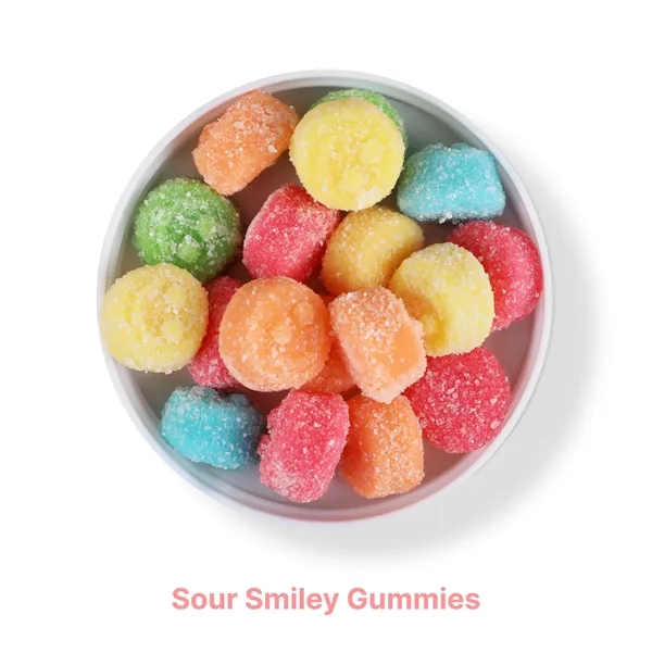 Sour smiley face-shaped gummy candy in a 3 oz small jar.... from ASI 61966 HPG / SugarSpot
