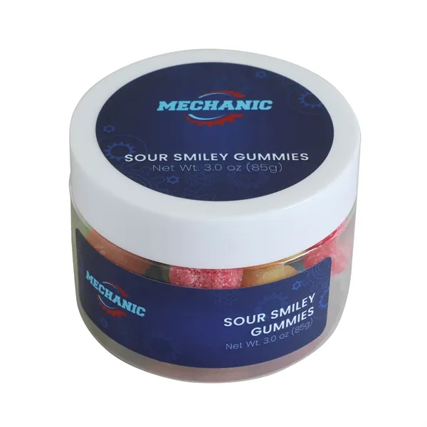 Sour smiley face-shaped gummy candy in a 3 oz small jar.... from ASI 61966 HPG / SugarSpot