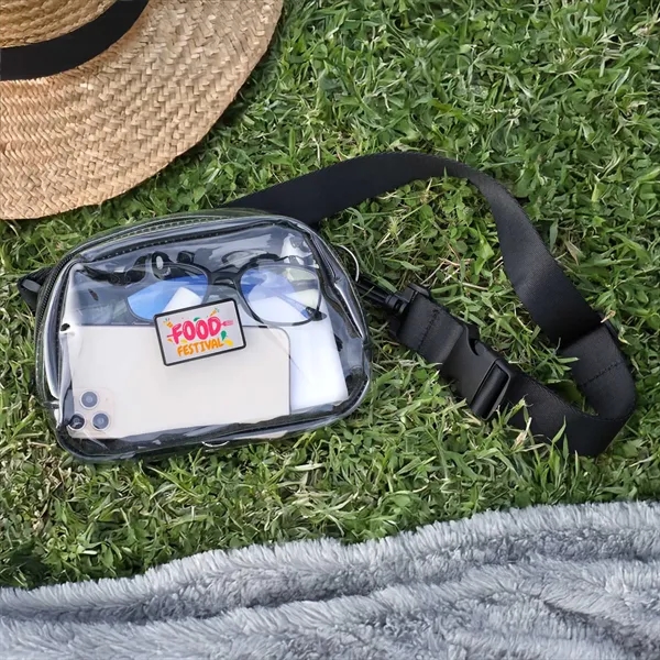 Clear fanny-pack style crossbody with two compartments, with adjustable strap, and... from ASI 61966 HPG / Best Promotions USA