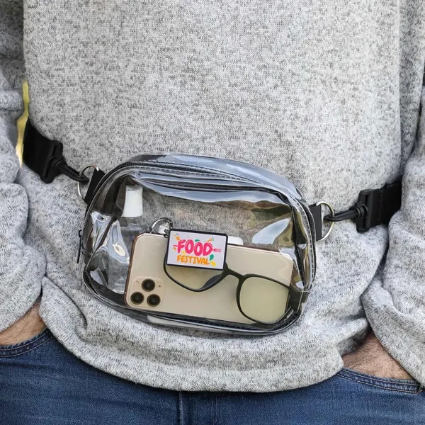 Clear fanny-pack style crossbody with two compartments, with adjustable strap, and... from ASI 61966 HPG / Best Promotions USA