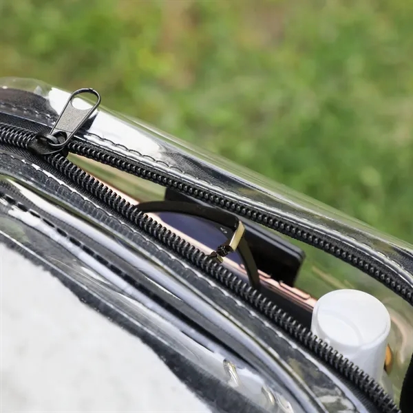 Clear fanny-pack style crossbody with two compartments, with adjustable strap, and... from ASI 61966 HPG / Best Promotions USA