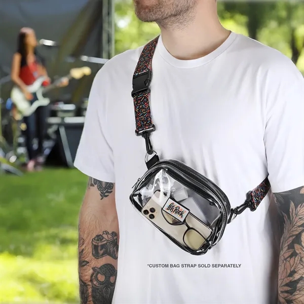 Clear fanny-pack style crossbody with two compartments, with adjustable strap, and... from ASI 61966 HPG / Best Promotions USA