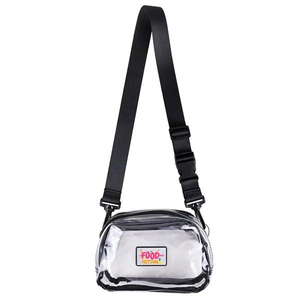 Clear fanny-pack style crossbody with two compartments, with adjustable strap, and... from ASI 61966 HPG / Best Promotions USA