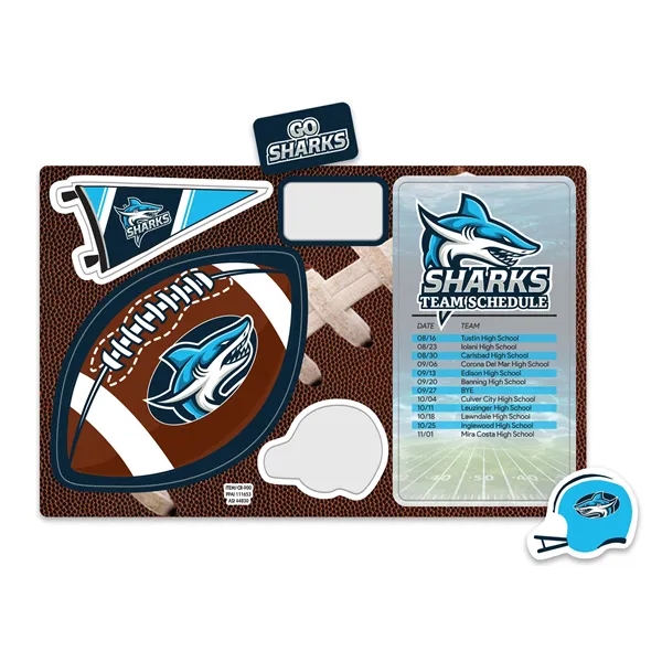8 3/8" x 5 3/8" vinyl football spirit card with five... from ASI 44830 The Chest