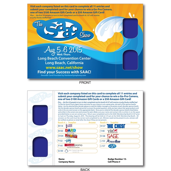 Postcard with decoder blue / blue lens with Decoder Glasses attached.... from ASI 80485 Rainbow Symphony Inc