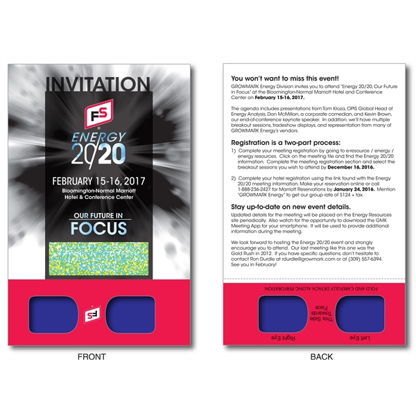 Postcard with decoder blue / blue lens with Decoder Glasses attached.... from ASI 80485 Rainbow Symphony Inc