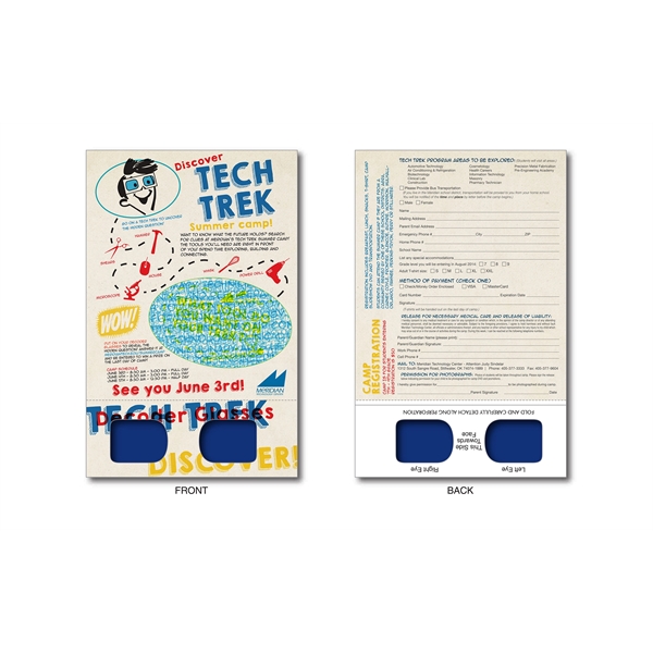 Postcard with decoder blue / blue lens with Decoder Glasses attached.... from ASI 80485 Rainbow Symphony Inc