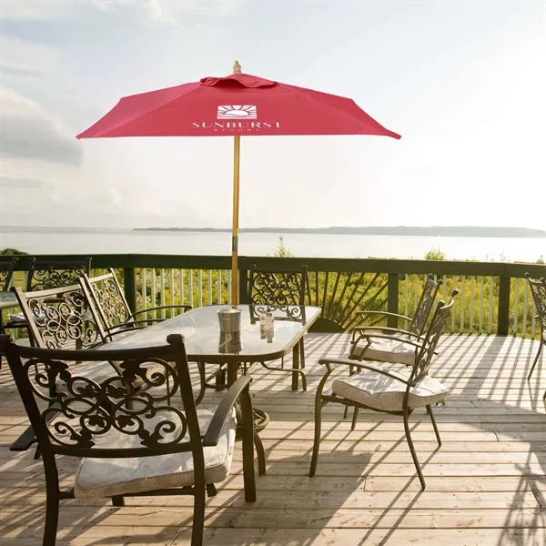 With a bold square canopy, this durable wood umbrella blends eco-friendly... from ASI 87188 Showdown Displays