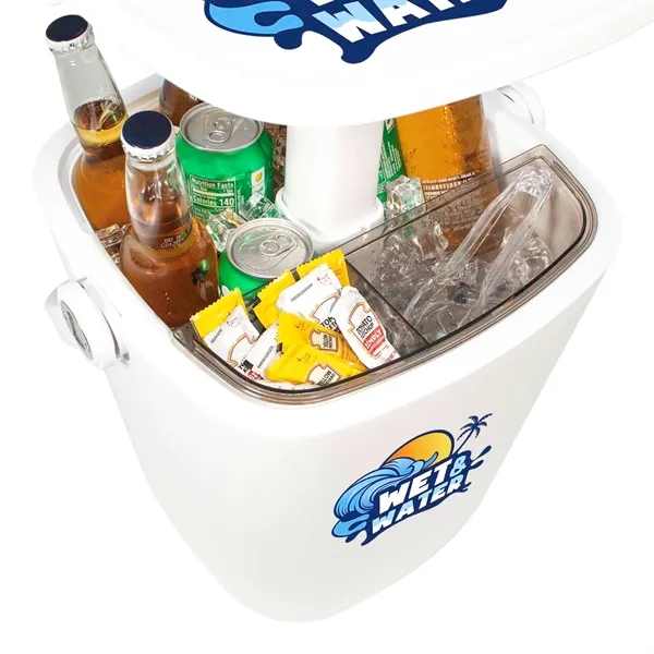 Bring the party wherever you go-combining a cooler and pop-up table... from ASI 87188 Showdown Displays