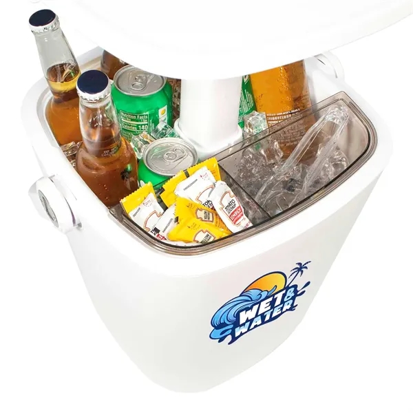 Bring the party wherever you go-combining a cooler and pop-up table... from ASI 87188 Showdown Displays