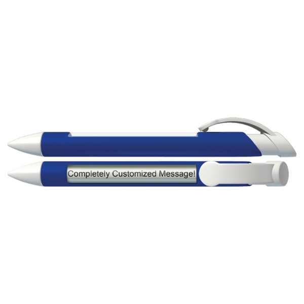 Plunger action ballpoint pen with 4 lines of rotating text in... from ASI 42016 Brighter Promotions Inc