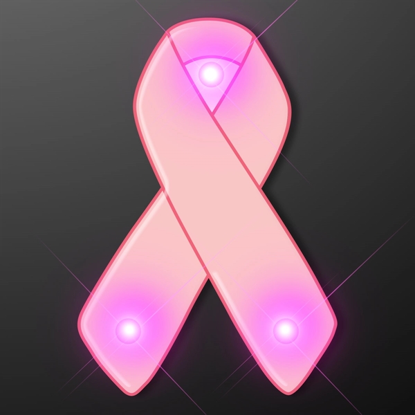 Blank or Imprinted pink ribbon shape flashing pin with logo.... from ASI 34194 ALightPromos / Alight Promotional Products
