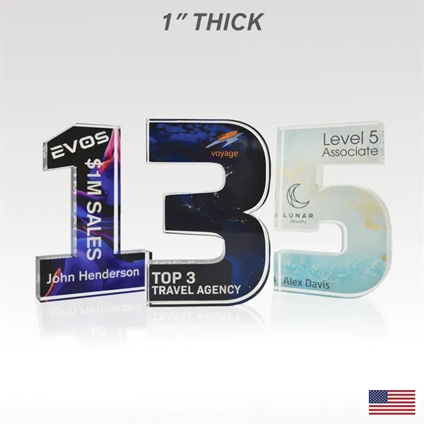 Celebrate years of service with USA-made acrylic numerals in 1" or... from ASI 93986 Visions/Awardcraft