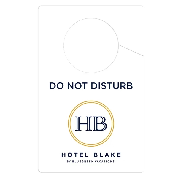 Doorknob hanger made of white plastic for communicating whatever you need... from ASI 42393 Budgetcard Inc