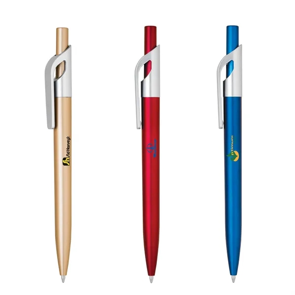Click action plastic pen with satin metallic colored barrel.... from ASI 68190 Lungsal / Lungsal