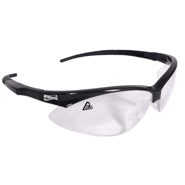 Lightweight, black trim safety glasses with a neck cord and coated... from ASI 46170 Compass Industries Inc