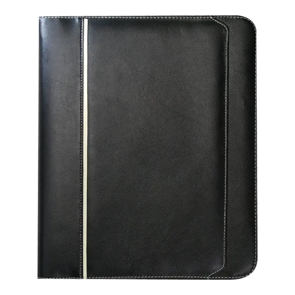 Leatherette zippered three-ring binder padfolio with a notepad, business card slots,... from ASI 57655 STOPNGO Line