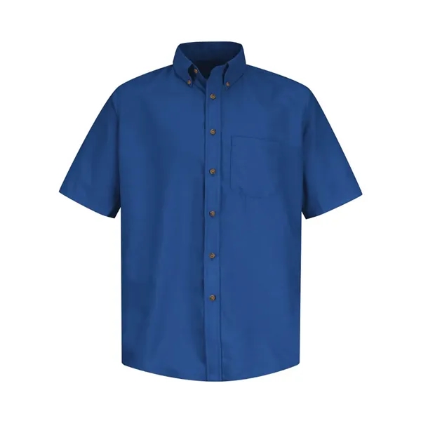 Short sleeve dress shirt made of polyester/cotton poplin fabric with wood-tone... from ASI 84358 S&S Activewear