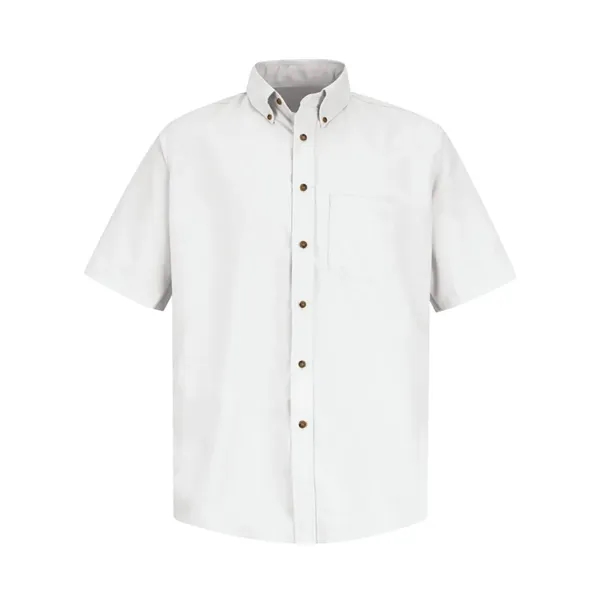 Short sleeve dress shirt made of polyester/cotton poplin fabric with wood-tone... from ASI 84358 S&S Activewear