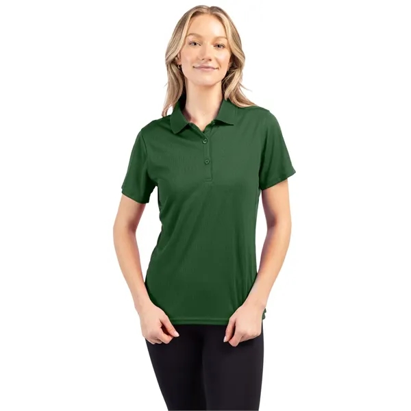 Women's polo with short sleeves, moisture-wicking performance, 3-button placket, and rib-knit... from ASI 47965 Cutter & Buck