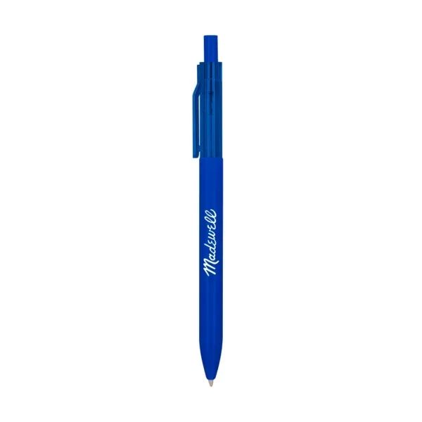 Recycled ABS plastic ballpoint pen with translucent accents, plunger-action mechanism and... from ASI 88060 Snugz/USA Inc