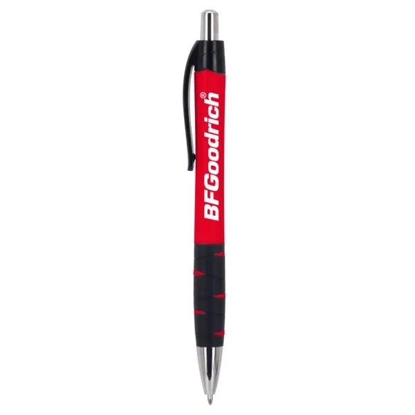 Recycled plastic ballpoint pen with chrome plunger and bottom tip and... from ASI 88060 Snugz/USA Inc