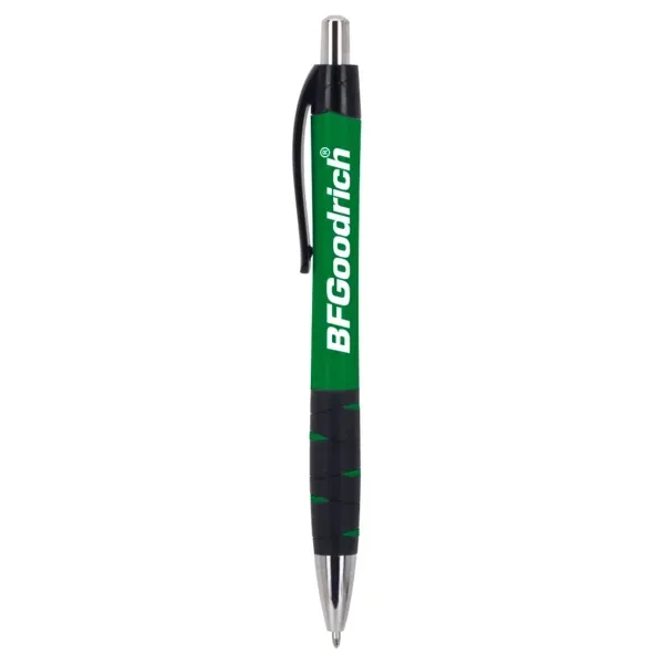 Recycled plastic ballpoint pen with chrome plunger and bottom tip and... from ASI 88060 Snugz/USA Inc