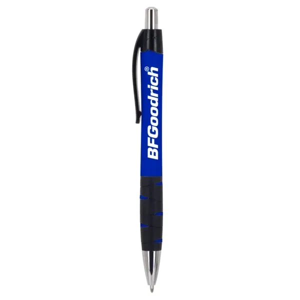 Recycled plastic ballpoint pen with chrome plunger and bottom tip and... from ASI 88060 Snugz/USA Inc