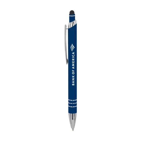 Recycled aluminum ballpoint pen with plunger action, silver trim accents, black... from ASI 88060 Snugz/USA Inc